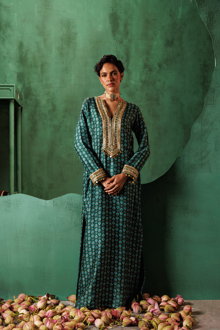 Emerald Green Print Kaftan