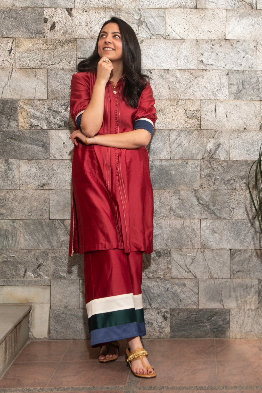 Crimson Red Nayra Co-ord Set