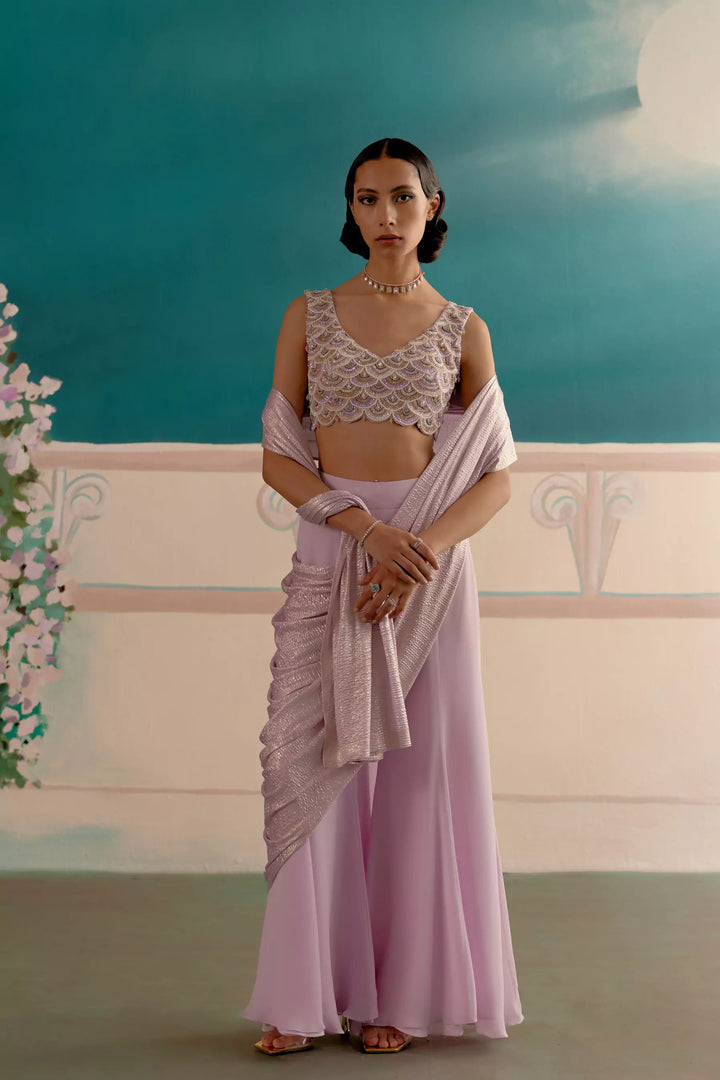 Lavender Pant & Saree Drape