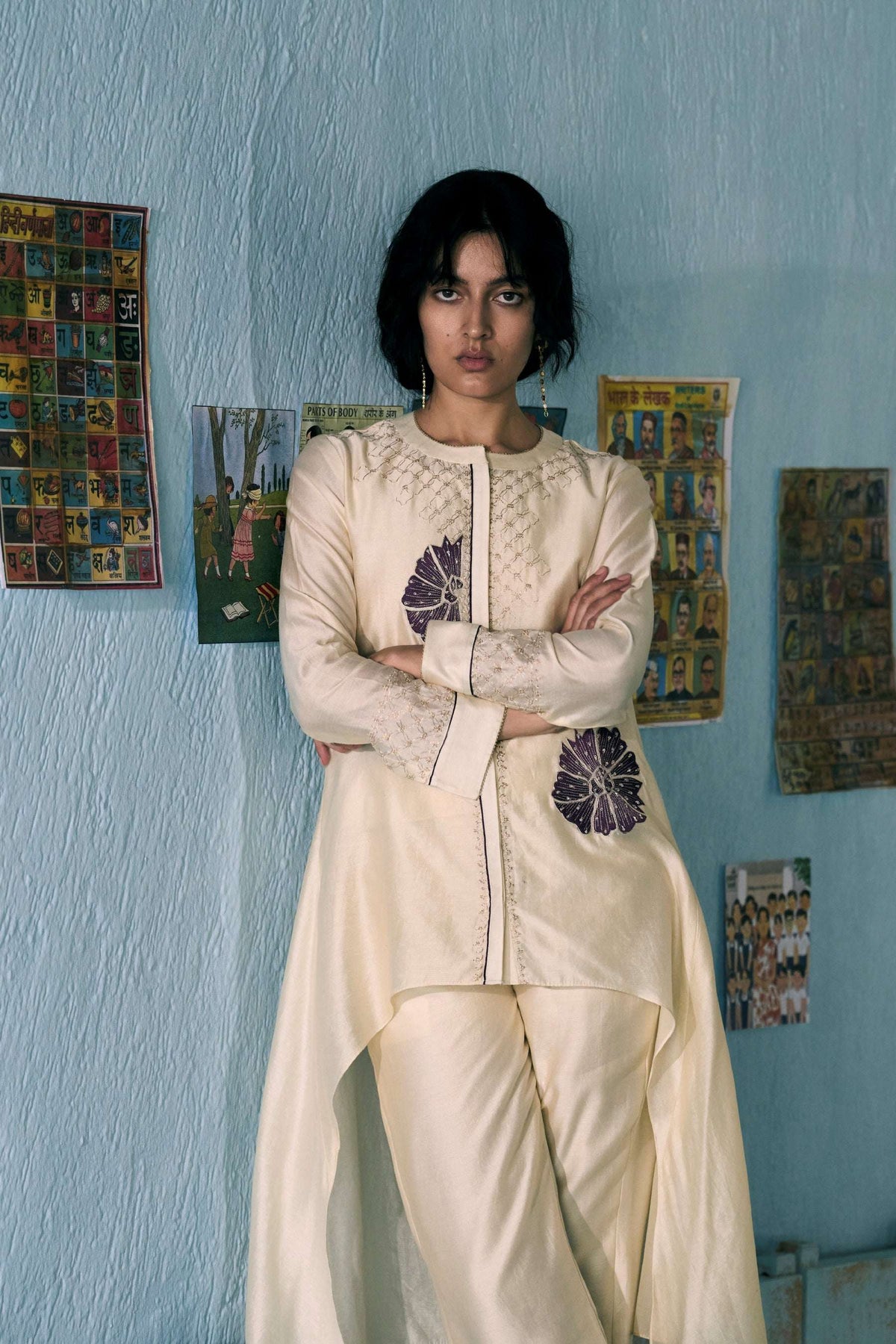 Ivory & Purple Vanda Co-ord Set