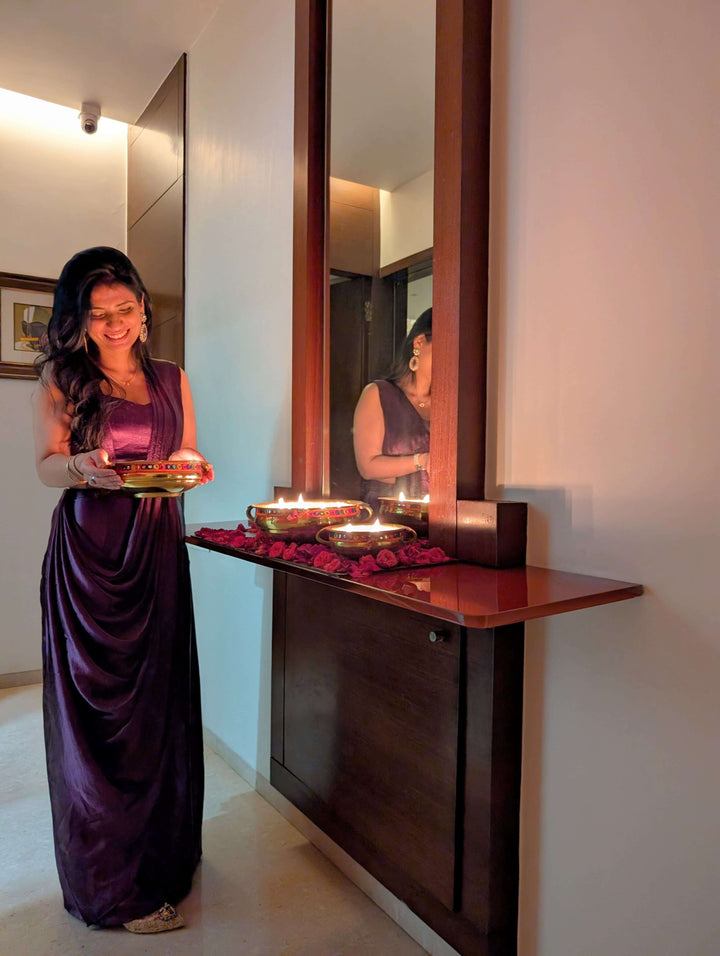 Royal purple drape ready to wear saree — Warra premium occasion saree for women India - 4