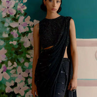 Starry night black ready to wear saree — Warra premium occasion saree for women India
