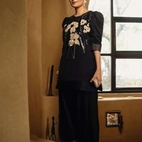 The Black Sequin Farshi Salwar — Warra ethnic coord set for women festive occasion wear