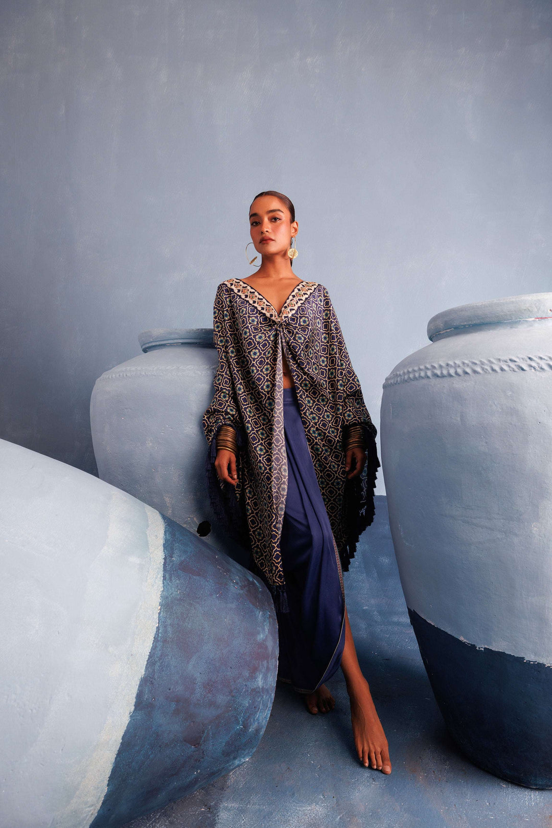Sapphire Blue Dhoti Cape Set