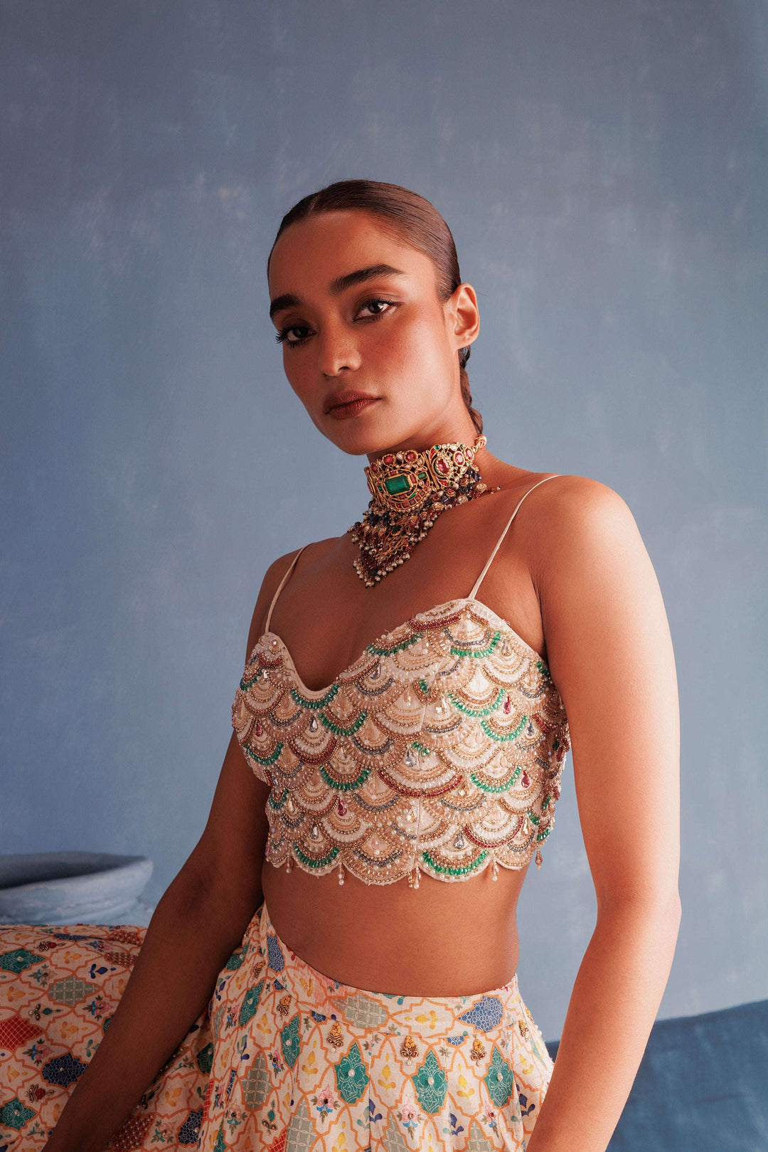 Signature Pearl Ivory Raw Silk Lehenga