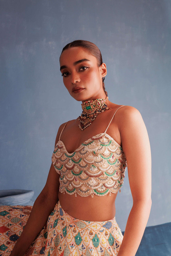 Signature Pearl Ivory Raw Silk Lehenga