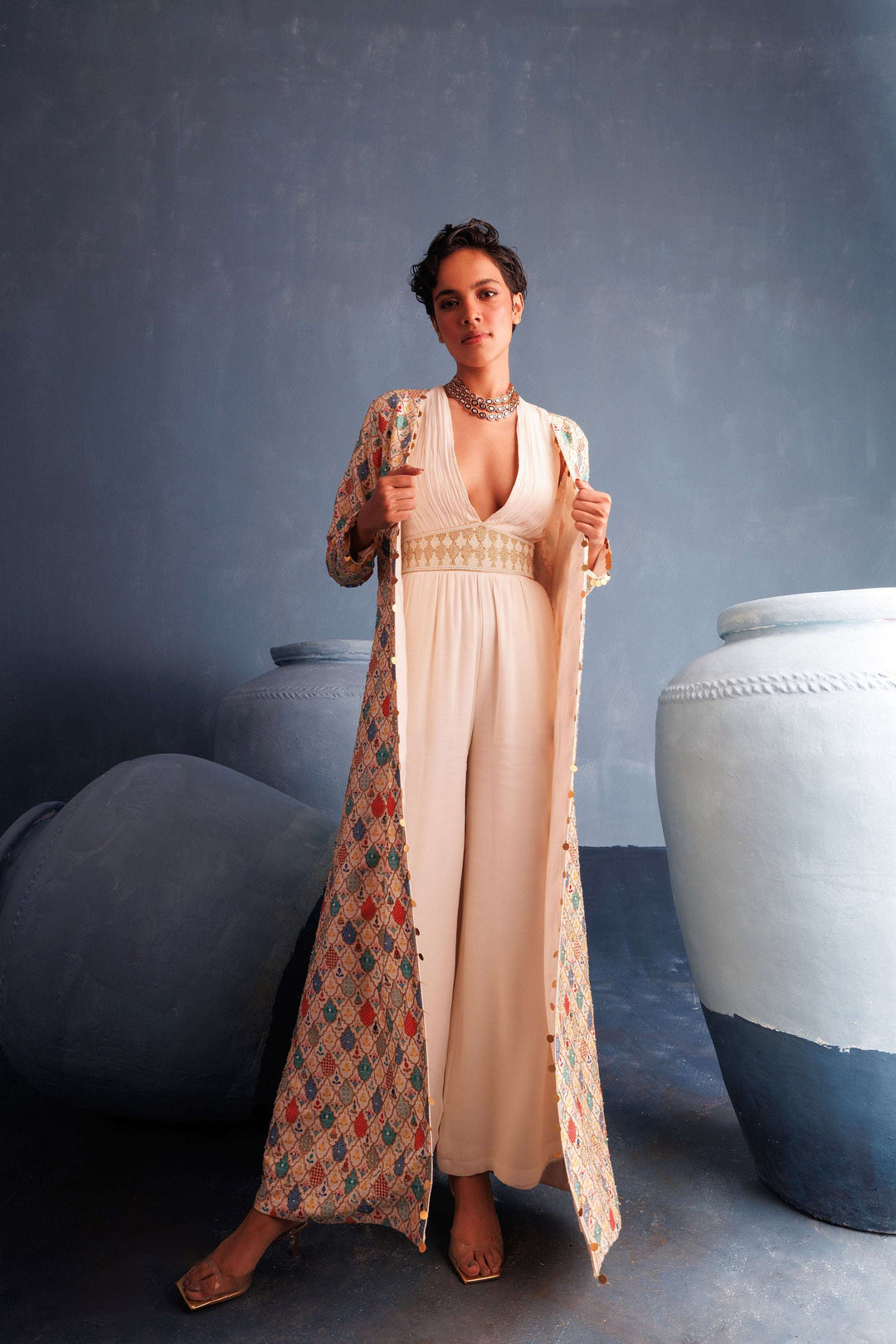 Signature Ivory Jaal Jacket & Jumpsuit