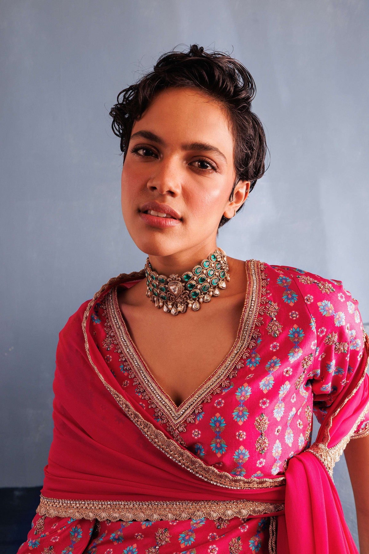 Pink Ruby Sharara Set