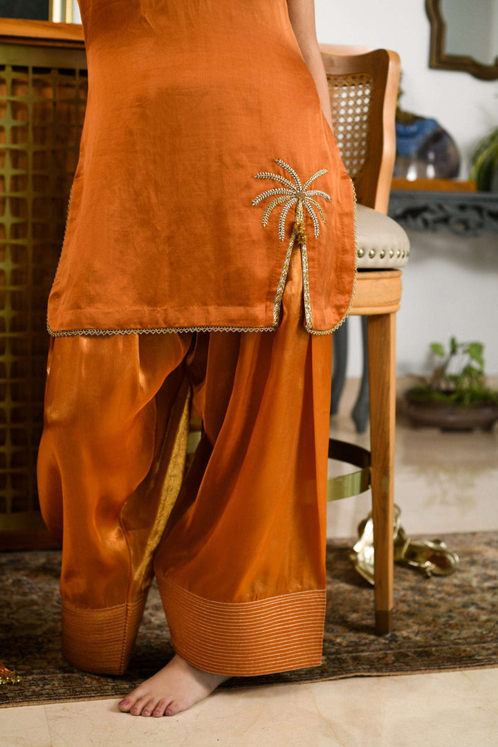Felora burnt orange farshi salwar kurta set for women — Warra occasion wear India - 2