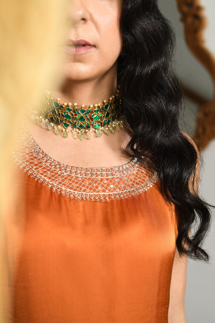Liora - Orange & Navy - Kurta Set