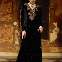 Black velvet women kaftan dress — Warra luxury Indian occasion wear