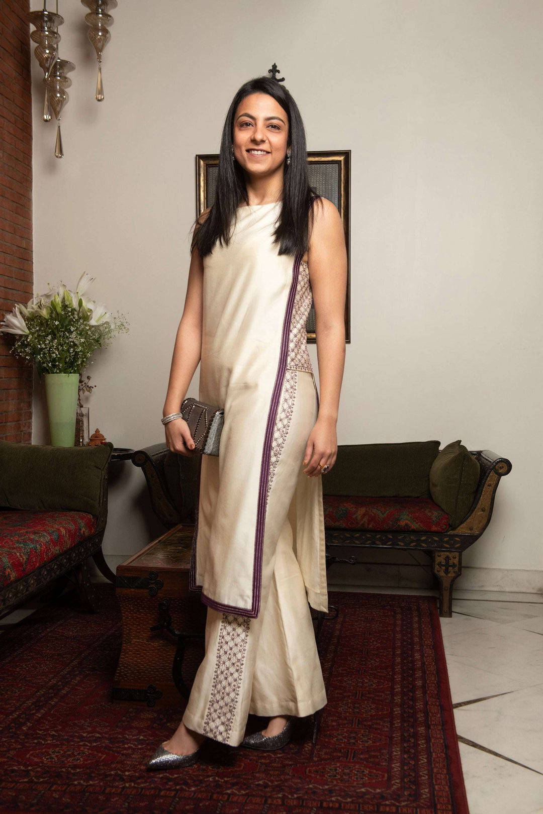 Ivory & Purple Aria Co-ord Set