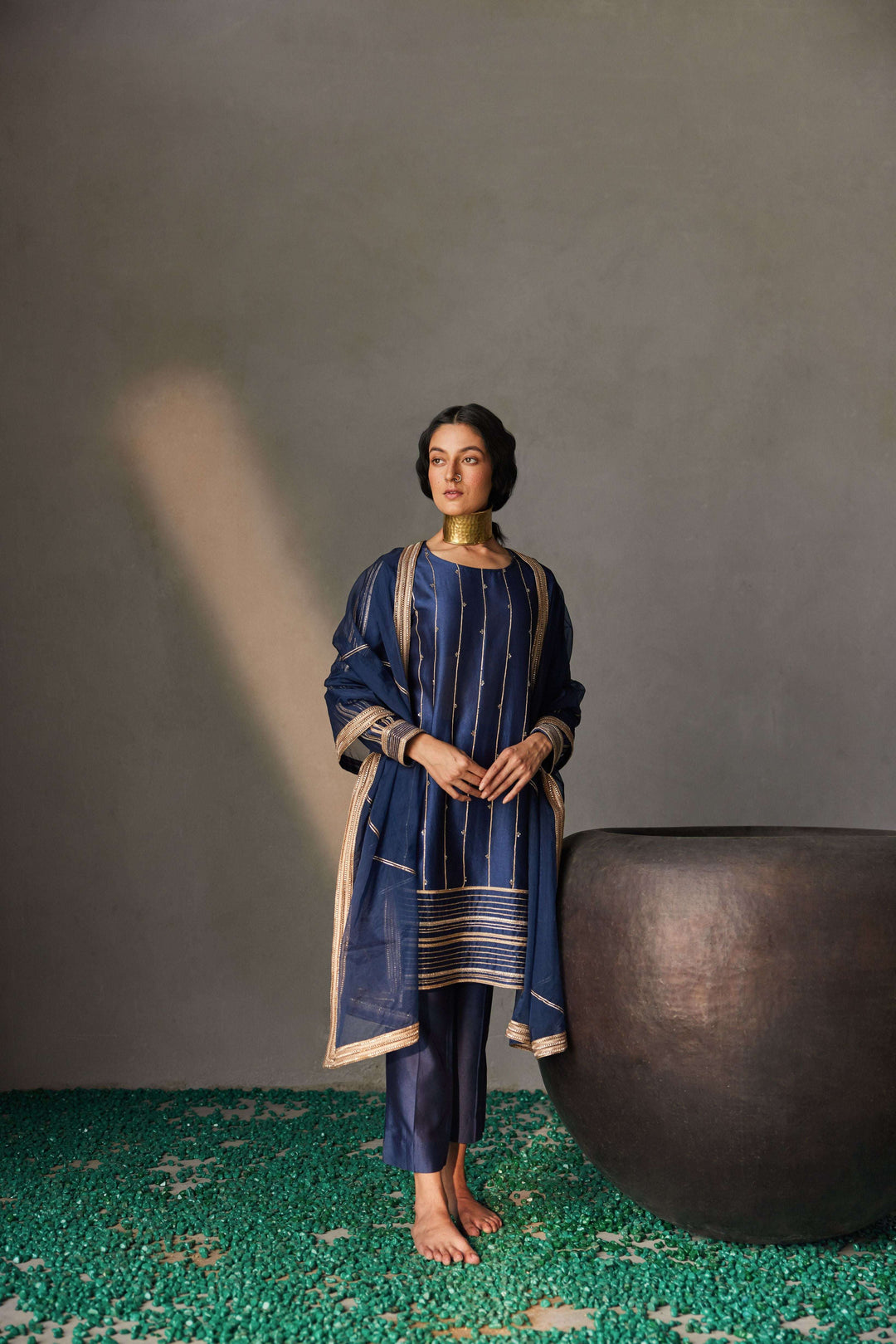 MIDNIGHT BLUE ZARI LINE ENSEMBLE