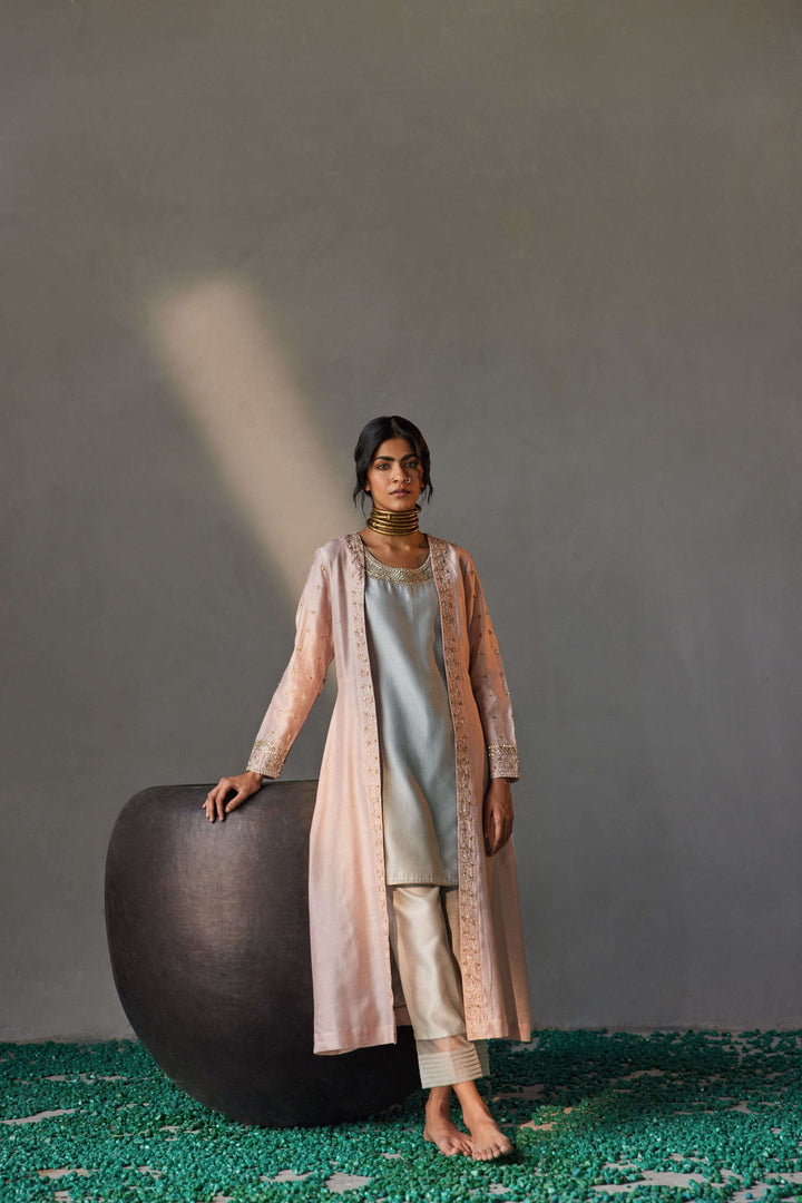 PINK BLUE JACKET ENSEMBLE