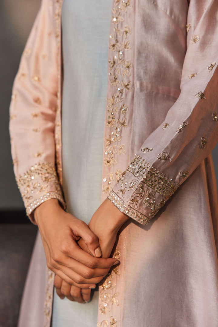 PINK BLUE JACKET ENSEMBLE