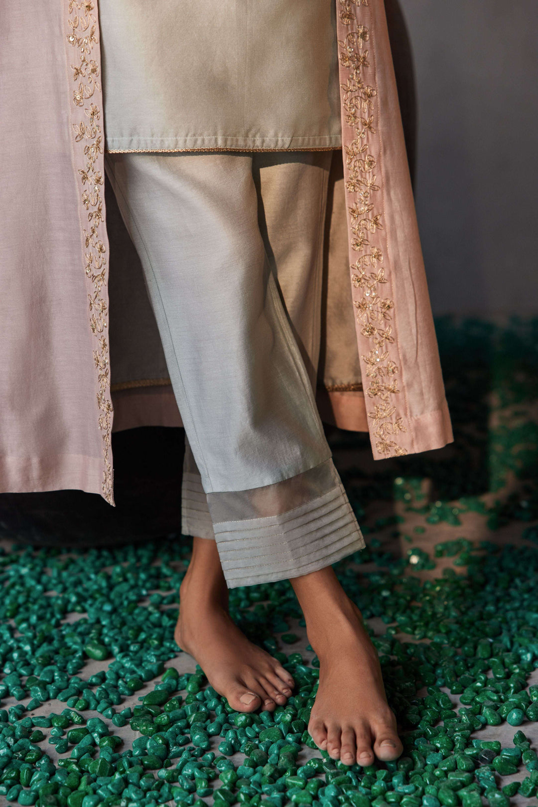 PINK BLUE JACKET ENSEMBLE