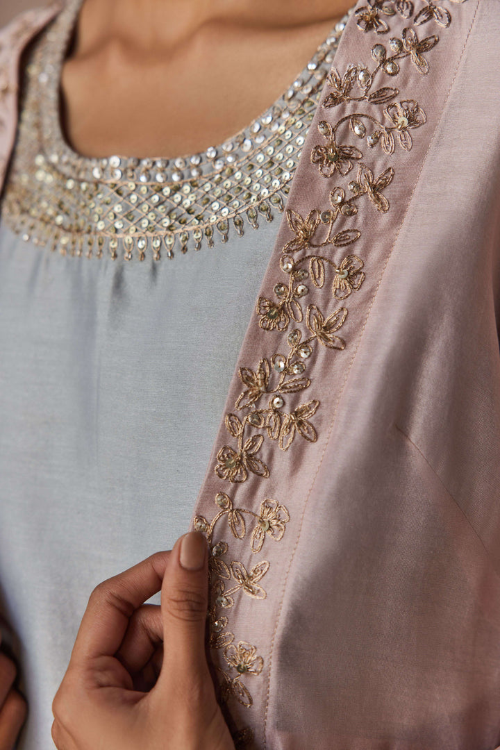 PINK BLUE JACKET ENSEMBLE