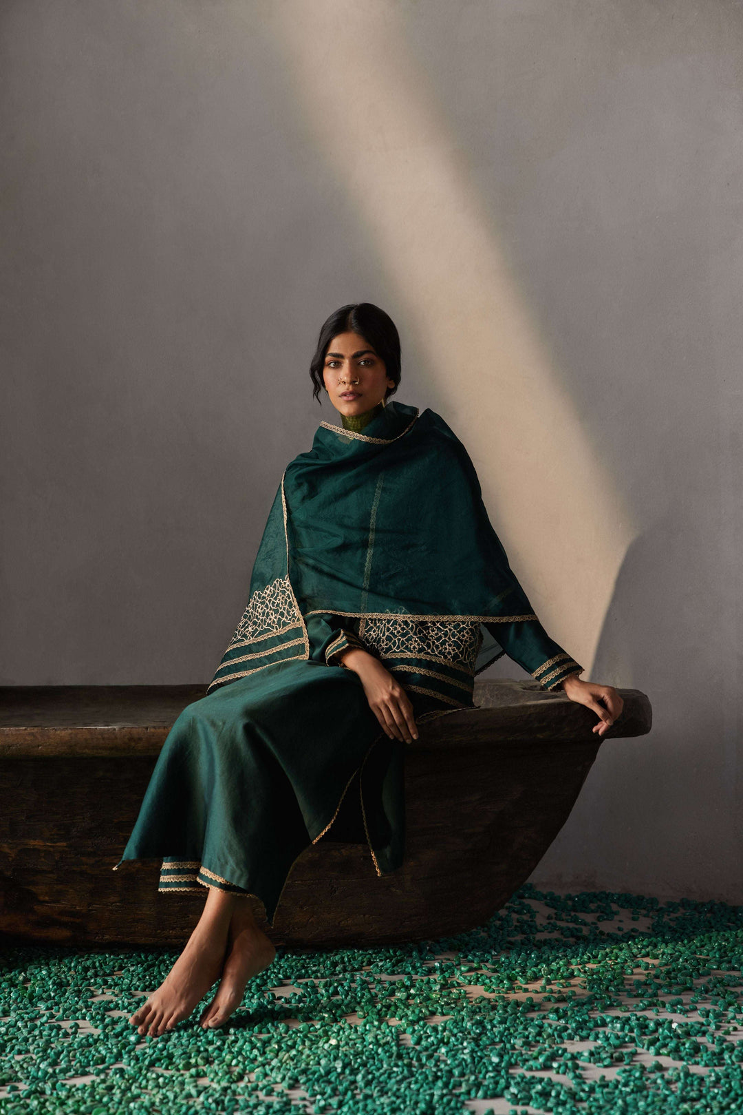 FOREST GREEN KURTA SET