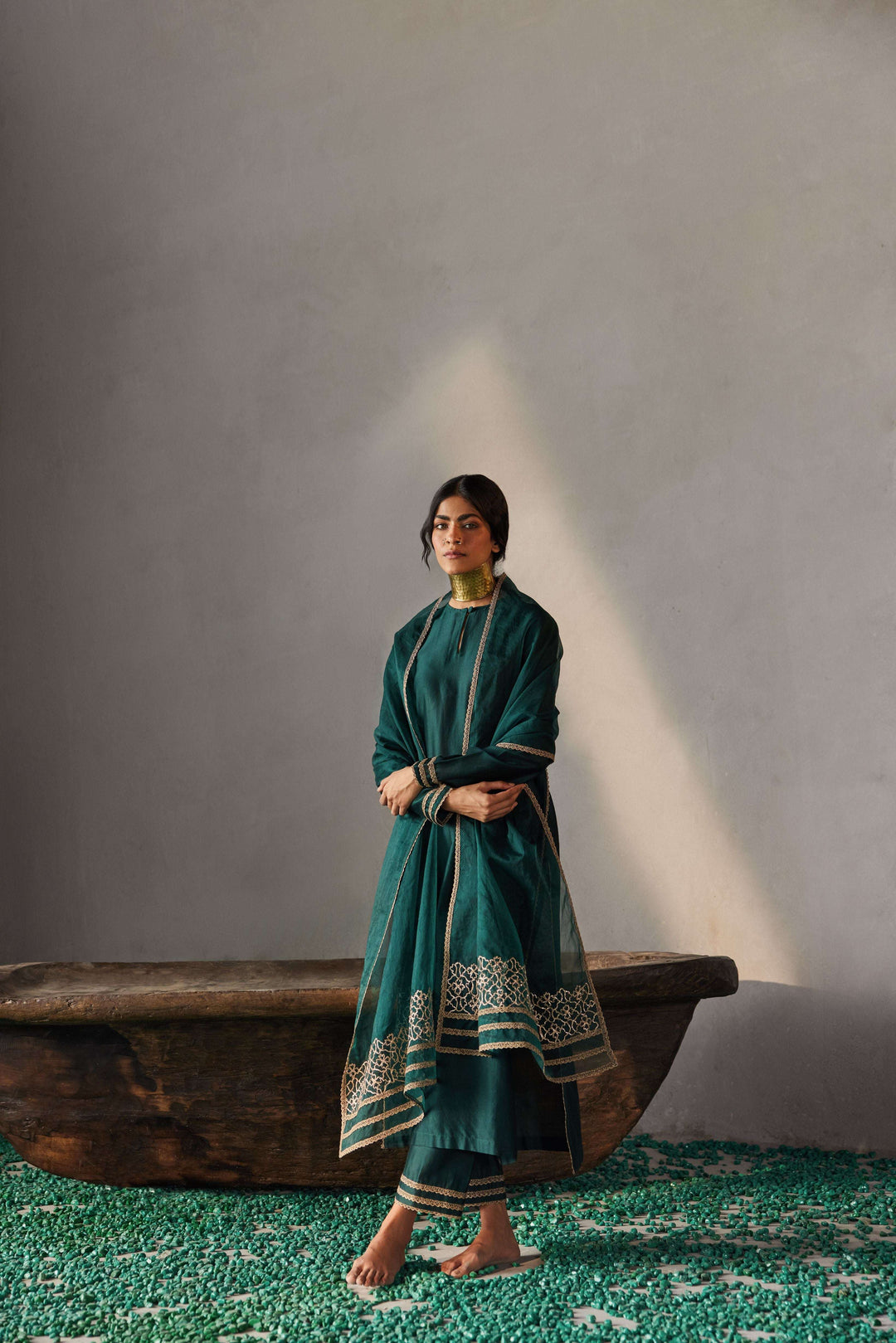 FOREST GREEN KURTA SET