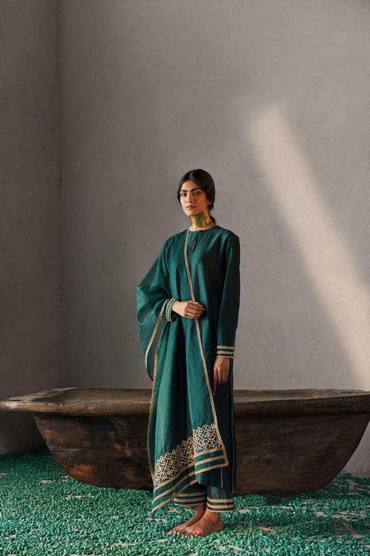 FOREST GREEN KURTA SET