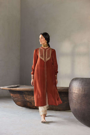 RUSTIC ZARI EMBROIDERED KURTA SET