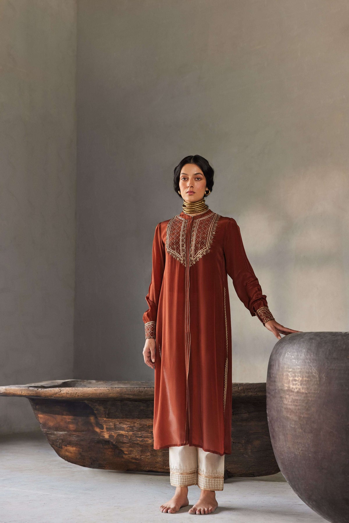 RUSTIC ZARI EMBROIDERED KURTA SET