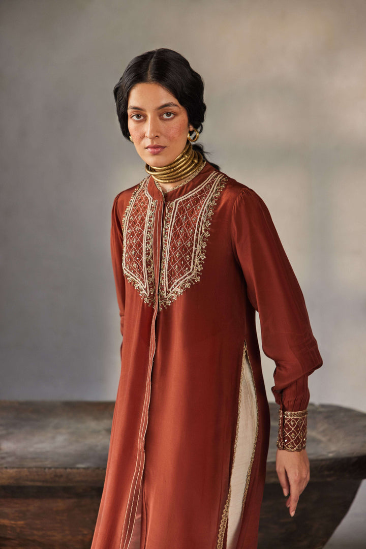 RUSTIC ZARI EMBROIDERED KURTA SET