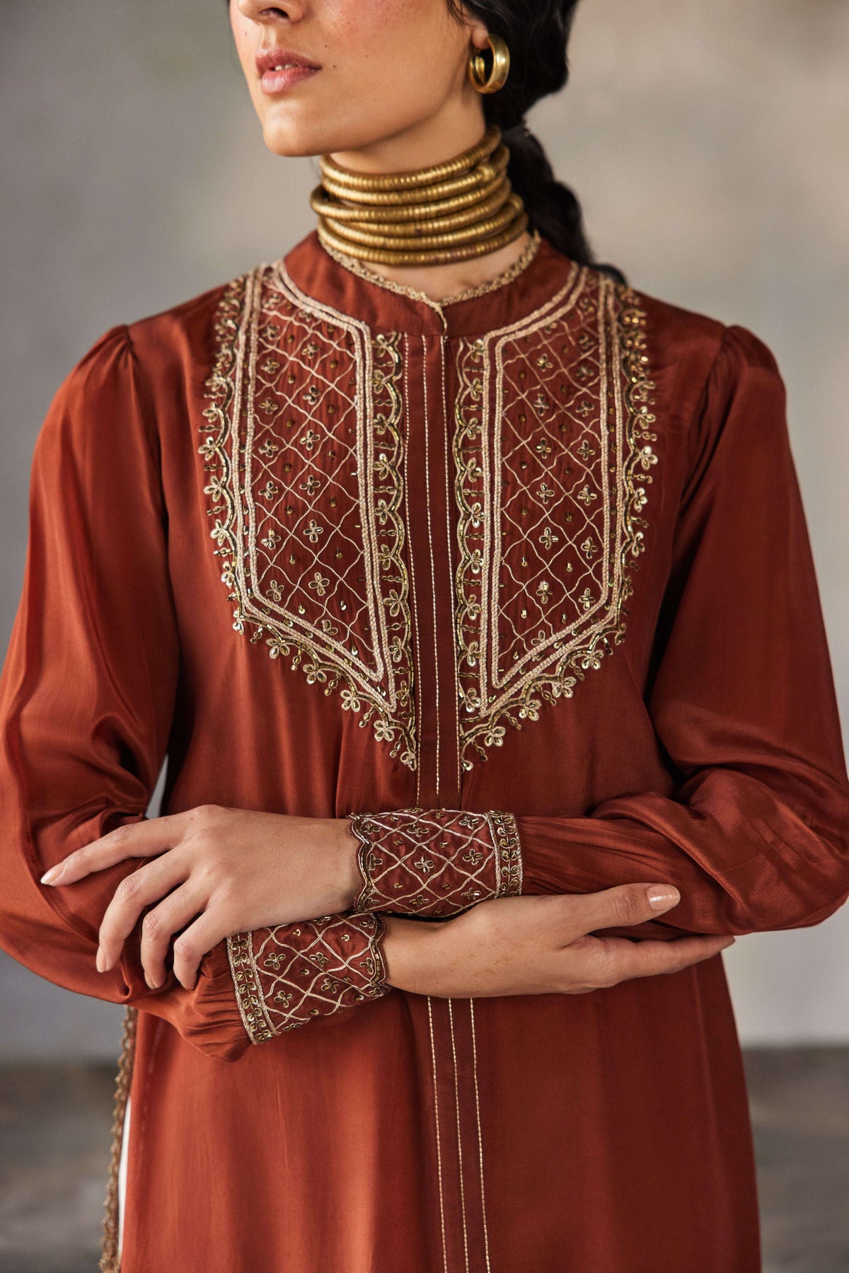 RUSTIC ZARI EMBROIDERED KURTA SET