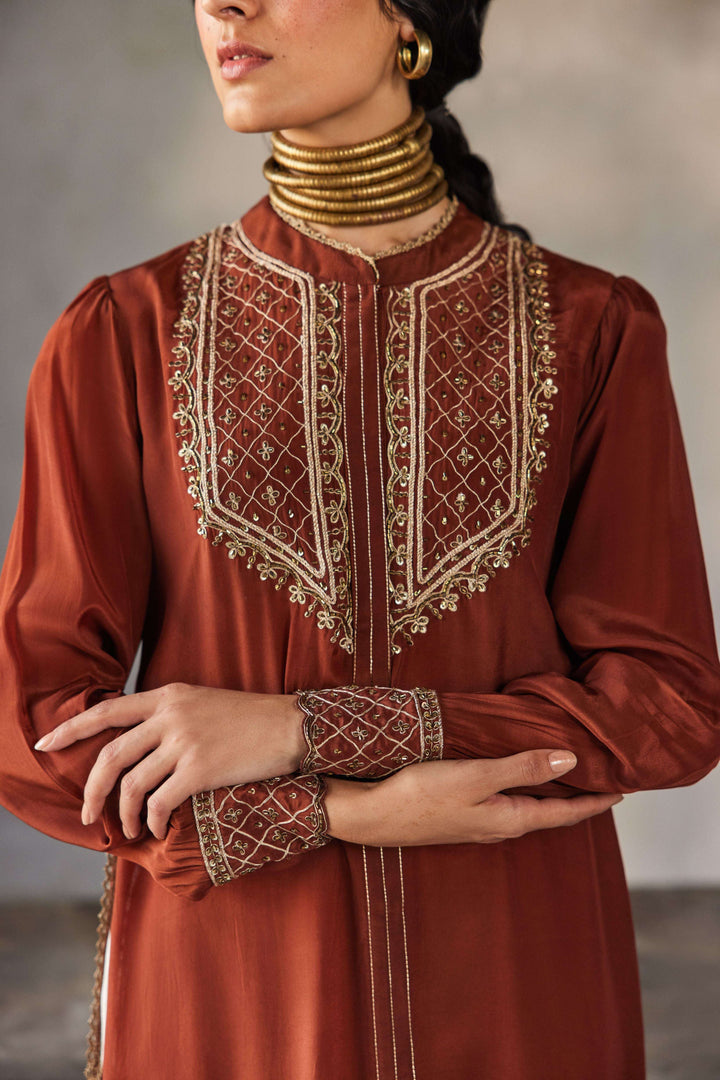RUSTIC ZARI EMBROIDERED KURTA SET
