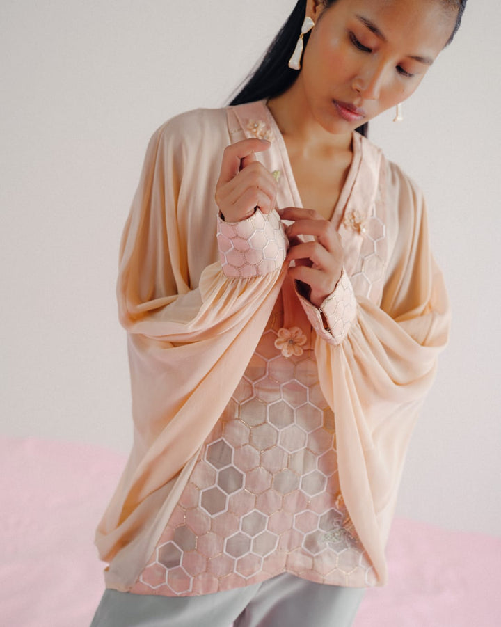 Baby Pink HoneyComb Wrap Top
