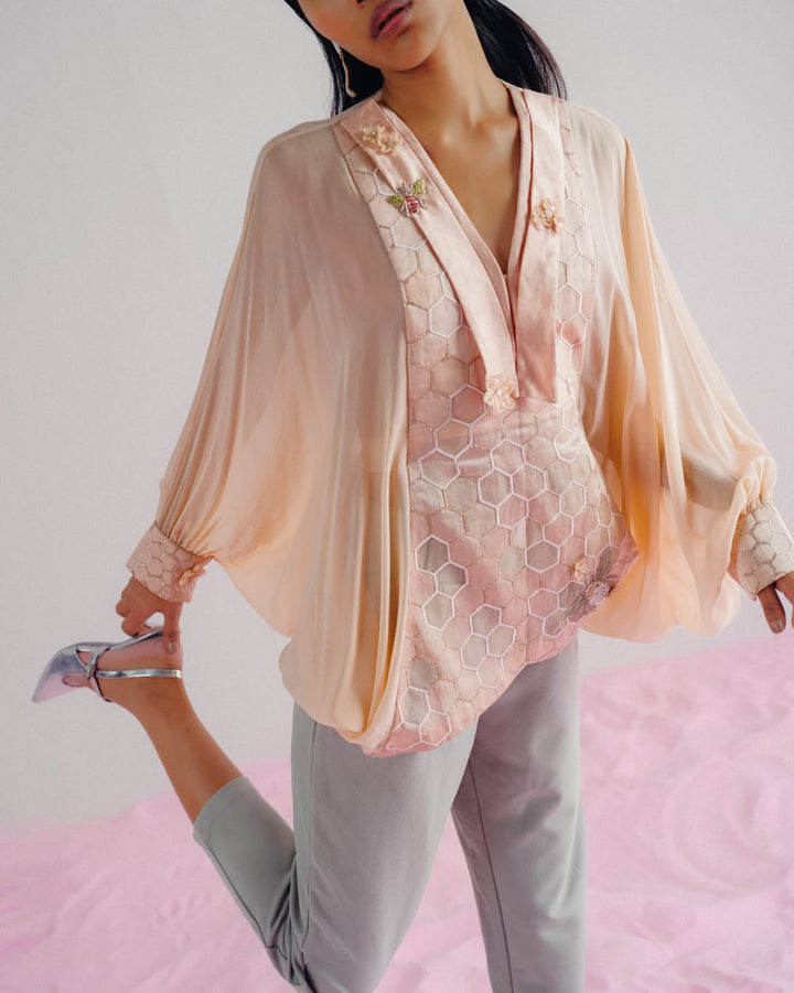 Baby Pink HoneyComb Wrap Top