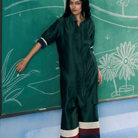 emerald green chanderi silk co ord set india - full length ethnic co ord set - warra