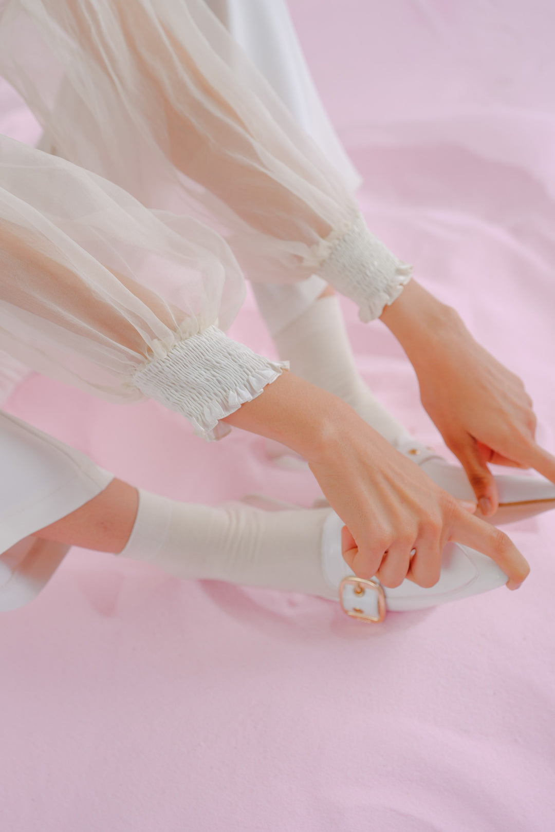 Ivory Linen & Organza Shirt - Pleated Linea