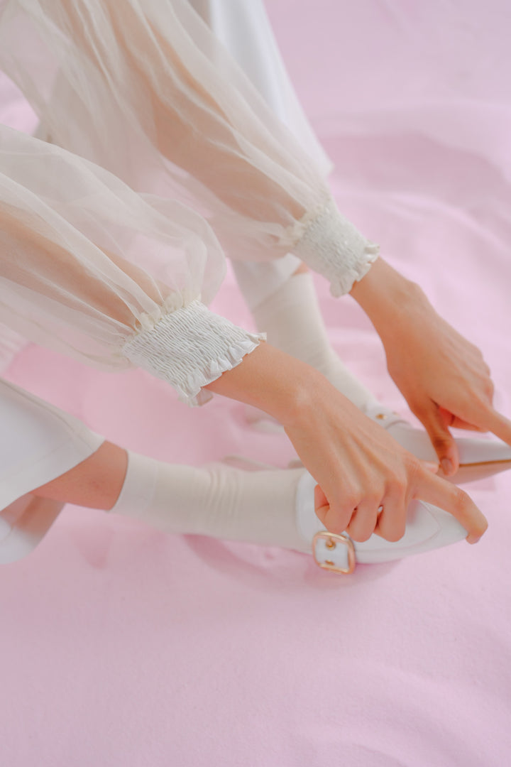 Ivory Linen & Organza Shirt - Pleated Linea