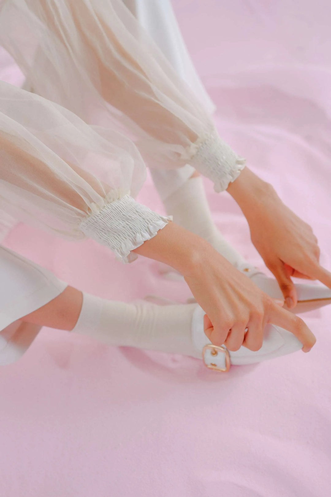 Ivory Linen & Organza Shirt - Pleated Linea_11