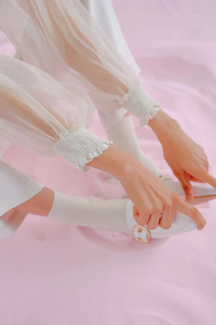 Ivory Linen & Organza Shirt - Pleated Linea_11
