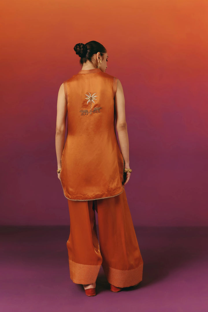 Burnt Orange Farshi Salwar - Felora