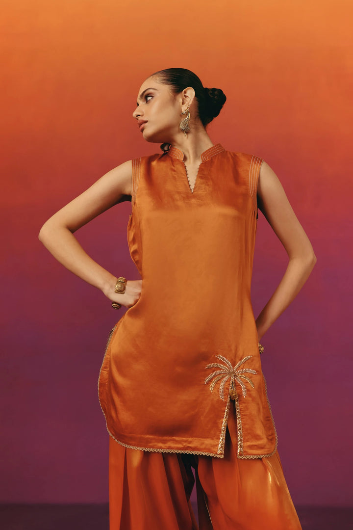 Burnt Orange Farshi Salwar - Felora