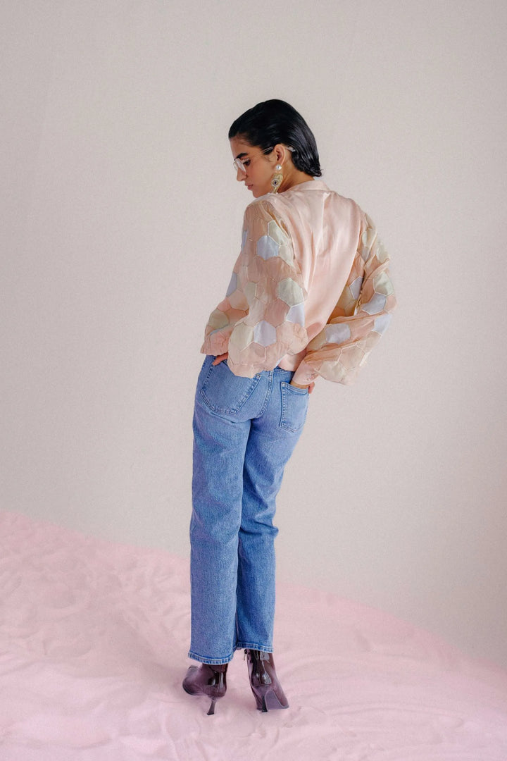 Baby Pink Bee Bomber Jacket_4