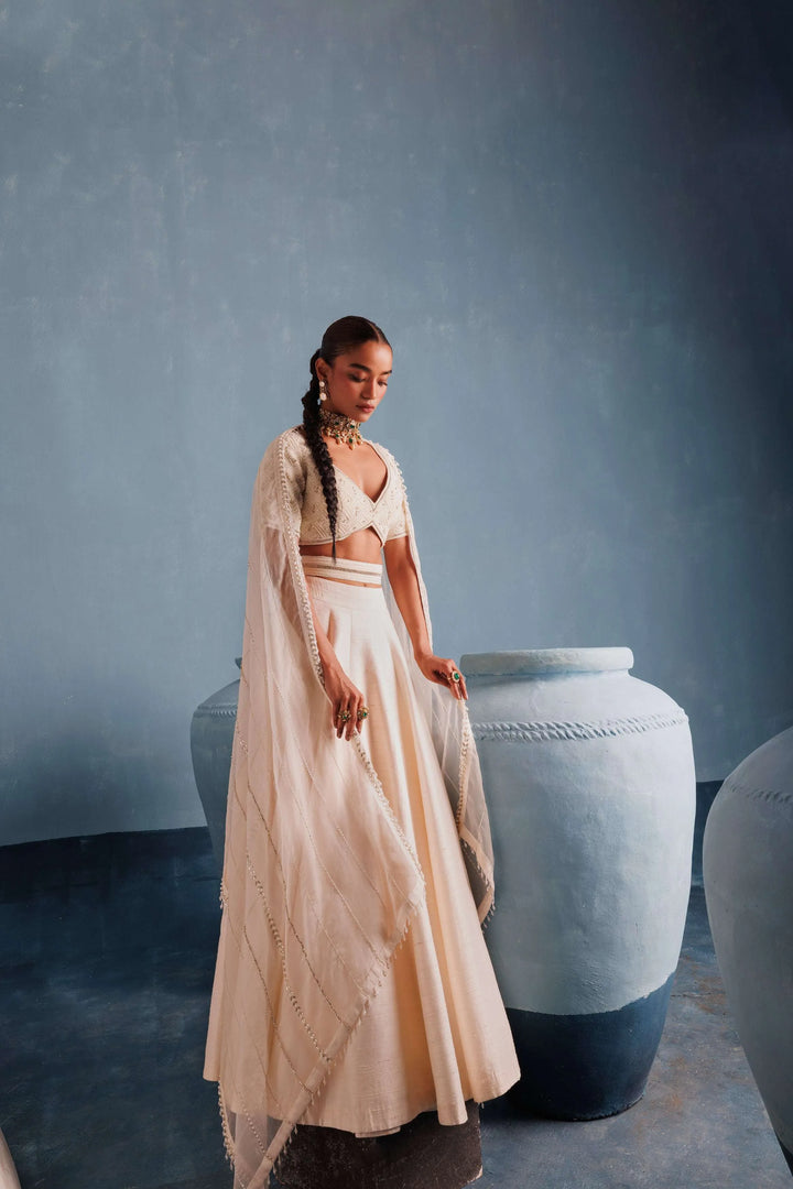 Ivory Pearl Stitched Saree Blouse_4