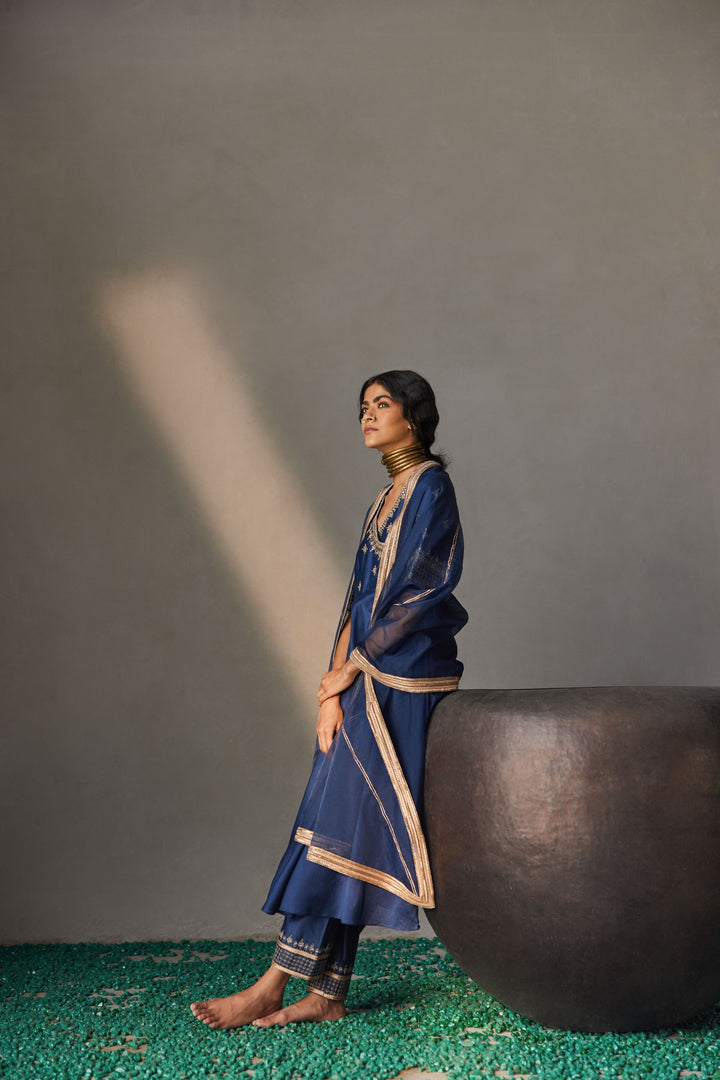 MIDNIGHT BLUE ORGANZA DUPATTA